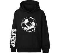Fringoo Personalised Football Hoodie for Boys Cotton Rich Soft Hooded Sweatshirt for Kids Jumper with Kangaroo Pocket (UK, Age, 9 Years, 11 Years, Regular, BLACK-Fotball Sleeve)