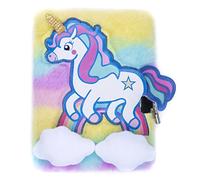 Fringoo Secret Diary for Girls Plush A5 Notebook 3D with Padlock and Bookmark Cute Unicorn Designs 80 Pages Gift for Girls (Unicorn Rainbow)