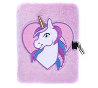 Fringoo Secret Diary for Girls Plush A5 Notebook 3D with Padlock and Bookmark Cute Unicorn Journal 80 Pages Gift for Girls (Unicorn Heart)