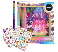 Fringoo Secret Diary for Girls with Padlock Unicorn Notebook with Lock - A5 Kids Journal, Stickers and Liquid Glitter Pen - Birthday Gifts for Girls - Pure Magic
