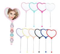 Frinnovan 10 Pack Beadable Mirrors with Blank Bar Cute Travel Makeup Handheld Mirror Cosmetic Dazzling Mirror Portable Hand Mirrors for Women DIY Jewelry Making Beaded Crafts (10 Colors-Heart Shape)