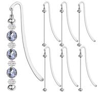 Frinnovan 10 Packs Beadable Bookmarks with Blank Bar Bulk Metal DIY Bookmark for Beads Jewelry Pendants Charms Beading Marks Craft Book Lovers Office Supplies (Silver, 6 Packs)