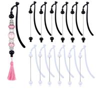 Frinnovan, 13 Pack Beadable Bookmarks with Bar Bulk DIY Beaded Hook Bookmark for Book Lovers Beads Jewelry Pendants Charms Beading Book Make Marks Craft (7 Black/6 White)
