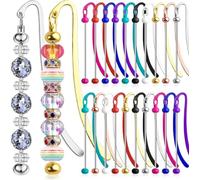 Frinnovan 20 Packs Beadable Bookmarks with Blank Bar Bulk Metal DIY Bookmark for Beads Jewelry Pendants Charms Beading Marks Craft Book Lovers Office Supplies Colorful
