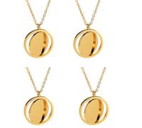 Frinnovan, 4 Pack Laser Engraving Blanks Necklace Stainless Steel Round Pendant Double Sided Rotatable Stamping Necklaces for DIY Jewelry Making Crafts Gold