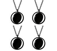 Frinnovan, 4 Pack Laser Engraving Blanks Necklace Stainless Steel Round Pendant Double Sided Rotatable Stamping Necklaces for DIY Jewelry Making Crafts Gold & Silver & Rose Gold & Black