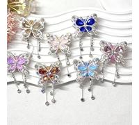 Frinnovan, 8 Packs Rhinestone Beads for Beadable Pens Crystal Large Spacer Bead DIY Earring Necklace Jewelry Making (Butterfly with Tassel)