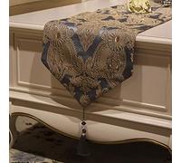 Frinza Elegant And Luxurious Embroidered Flowers Table Runner With Tassels Antique Gold Christmas Damask Effect Glacier, Beige, Brown, Gray (Grigio,32 * 180cm)