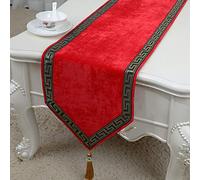 Frinza Elegant And Luxurious Luxury Classy Embroidery European Style Tassel Dining Manual Table Runners Decorative with Tassels, 10 Colors (Red,33 * 180CM)