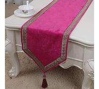 Frinza Elegant And Luxurious Luxury Classy Embroidery European Style Tassel Dining Manual Table Runners Hotel Bed Coffee Linens Cloth, 10 Colors (Rosa,33 * 180CM)