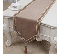 Frinza Elegant And Luxurious Luxury Classy Embroidery European Style Tassel Dining Manual Table Runners Decorative with Tassels, 10 Colors (Kaki,33 * 200cm)