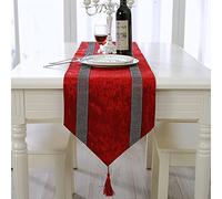 Frinza Elegant And Luxurious Table Runner Stylish Atmosphere Simple Modern Table Runner Diamond Noble Luxurious Silver Grey Sparkle Crushed Bling Table Runner, 5 Colors (Red,32 * 180cm)
