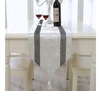 Frinza Elegant And Luxurious Table Runner Stylish Atmosphere Simple Modern Table Runner Diamond Noble Luxurious Silver Grey Sparkle Crushed Bling Table Runner, 5 Colors (Beige,32 * 180cm)