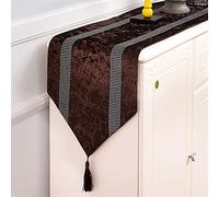 Frinza Elegant And Luxurious Table Runner Stylish Atmosphere Simple Modern Table Runner Diamond Noble Luxurious Silver Grey Sparkle Crushed Bling Table Runner, 5 Colors (Coffee,32 * 210cm)