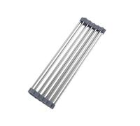 Frinza Kitchen Shelf Roll Up Dish Drying Rack over sink,304 Stainless Steel Dish Drainer Shelf Organizer Tableware Plate Storage,Kitchen Counter accessories(B W30cm gray 15tube,L43cm)