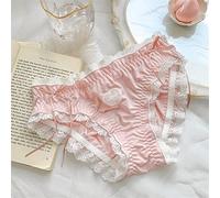 Frinza Knickers 3Pcs Lace Underwear Women Girls Blue Pink Ruffles Panties Briefs Japanese Sexy Cute Thongs Panty(Rosa,M)