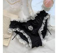 Frinza Knickers 3Pcs Lace Underwear Women Girls Blue Pink Ruffles Panties Briefs Japanese Sexy Cute Thongs Panty(Nero,M)