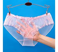 Frinza Knickers 3Pcs/Lot Lace Transparent Panties Briefs for Women Floral Mesh Female Hollow Out Low Rise Underwear Ladies Big Size M-XL(1 Pcs Pink,PIECE_MEDIUM)