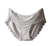 Frinza Knickers 3Pcs/Lot Women Panties Mid Waist Lace Bow Decor High Flower Briefs Soft Underpants Big Knickers Intimates Female Underwear(Light Grey,XXXX-Large)