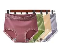 Frinza Knickers 4 Pack Lace Maxi Briefs Ladies Knickers High Rise Soft Underwear Women' s Pure Cotton Brief Comfy Hipster Panties(B,3XL)