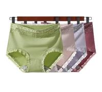 Frinza Knickers 4 Pack Lace Maxi Briefs Ladies Knickers High Rise Soft Underwear Women' s Pure Cotton Brief Comfy Hipster Panties(A,3XL)