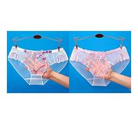 Frinza Knickers Lace Transparent Panties Briefs for Women Floral Mesh Female Hollow Out Low Rise Underwear Ladies Big Size M-XL(White Pink,PIECE_X-LARGE)