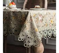Frinza Lace Dining Table Cloth Embroidered Lace Crochet Tablecloth Elegant European Rustic Floral Table Decoration Chair Cover Rustic Floral Square Tablecloth, Small Tablecloth (Size : 85x85cm)