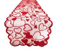 Frinza Lace Dining Table Cloth Romantic Love Valentine's Day Rectangular Tablecloth Lace Table Runner Placemat Set Red European and American Style Banquets Decoration(30x180cm)