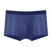 Frinza Men's Breathable Cotton Underwear 4Pcs Breathable mesh Men Underwear Male boxers Solid Panties Shorts Men's Underpants Intimate Man(4Blue,XXXL70-80KG)