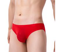 FRINZA Men's Breathable Cotton Underwear Mens Elastic Seamless Briefs Shorts Underwear Breathable Modal Briefs U Pouch Soft Comfortable Underpants Male Panties(Red,XXL)