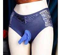 FRINZA Men's Breathable Cotton Underwear Pouch Panties Mens Lace Bikini Briefs G-String Thongs Underwear Knickers Cotton Seamless Linge Sexy Panties(BLUE,CLOSED SHEATH_XXX-LARGE)
