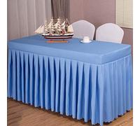 Frinza Rectangle Dining Table Cloth Polyester Fitted Tablecloth Table Skirt For Wedding Banquet Trade Oversized Long Conference Cover Washable Plain Dining Cloth, 7 Color(Blu,240 * 60 * 75cm)