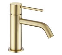 Friota Brushed Gold Bathroom Taps Single Lever, Water Spot Resistant Water Saving Basin Mixer Tap with Universal Hose, Stainless Steel Modern Deck Mounted Sink Tap for Cloakroom & Bathroom Vanity