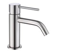 Friota Brushed Nickel Bathroom Sink Taps, Anti Corrosion Single Handle Contemporary Water Saving Mono Basin Taps, Anti Smudge Satin Nickel Mixer Taps for Cloakroom Basin, Bathroom Vanity & Rv