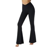 Friptspyg Flared Leggings Women Black Flared Leggings Yoga Pants for Women High Waist V-Shape Tummy Control Flared Trousers, Black M