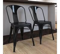 frisco black metal bistro dining chairs in pair