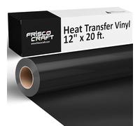 Frisco Craft HTV Vinyl Rolls - Heat Transfer Vinyl for Custom Prints - 12" x 20ft Black Matte HTV Roll - Iron on Vinyl for All Cutter Machine - PU HTV Heat Transfer Vinyl - DIY Heat Vinyl (Black)