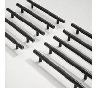 Frisco Eclipse Pack 10 X Matt Black Knurled T Bar Pull Handle - 160mm C/c