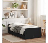 frisco wooden single bed with drawers in black