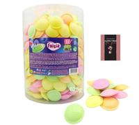 Frisia Flying Saucer Sweets Bulk (500pcs) Sour Citric Wafers Fruit Flavours Fizzy Sweet Tub 625g & Card - Gluten Free Sweets for Kids Birthday, Halloween Trick or Treat Party Bag Fillers