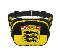Frisian flag Square double - layer fanny pack with adjustable shoulder strap - travelling fanny pack - perfect for outdoor sports, Flag Of The State Of Baden-Württemberg, One Size