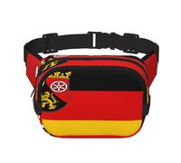 Frisian flag Square double - layer fanny pack with adjustable shoulder strap - travelling fanny pack - perfect for outdoor sports, Flag Of The State Of Rhineland-Palatinate, One Size