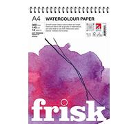 Frisk Watercolour Paper Spiral 300gsm Hot Pressed/Smooth 12sheets A4, White