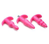 Frisky Thrill Trio Vibrating Bullet Anal Butt Plug Training Set Waterproof Pink