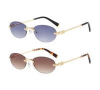 frissin Oval Rimless Sunglasses Womens UV400 Protection Gradient Lenses Gold Metal Temples Luxury Ladies Sun Glasses Minimalist Sunnies Outdoor Street Travel Party Holiday