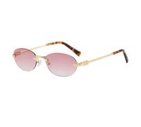 frissin Oval Rimless Sunglasses Womens UV400 Protection Gradient Lenses Gold Metal Temples Luxury Ladies Sun Glasses Minimalist Sunnies Outdoor Street Travel Party Holiday