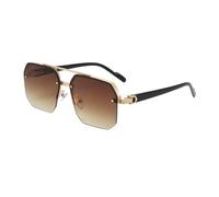 frissin Oversize Retro Double Bridges Polygon Square Metal Men Sunglasses Gradient Shades UV400 Trending Women Sun Glasses