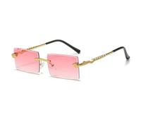 frissin Retro Rimless Snake-Shaped Metal Sunglasses Square Frame Frameless Street Shades Gradient Lens Sun Glasses for Women & Men