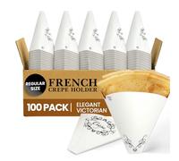 Friteshop Elegant Victorian French Crepe Holder, Regular 7x7 in - 100 Pack | Perforated, Disposable Holder for Crepes, Grease-Resistant, Durable Takeaway, Catering & Parties
