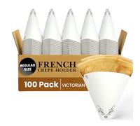 Friteshop Elegant Victorian French Crepe Holder - Regular Size - Perforated, Disposable Wrapper for Crepes - Hot and Cold Crepe, Heavy-Duty, Grease-Resistant Takeaway Food Packaging - 100 Pck